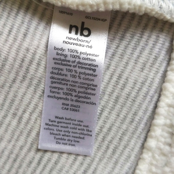 carter's kimono style sherpa vest with striped lining newborn baby girl - Picture 5 of 6